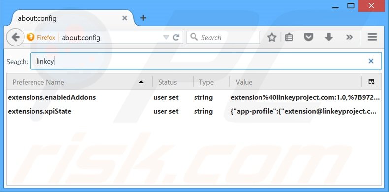 Verwijder linkeyproject.com als standaard zoekmachine in Mozilla Firefox
