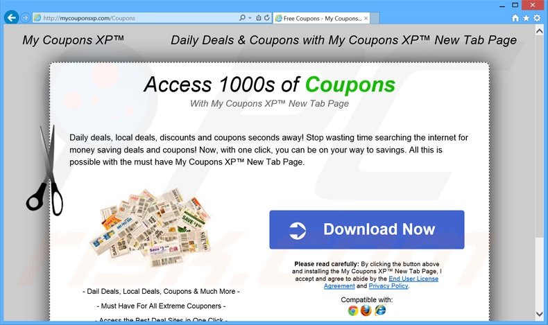 My Coupons XP promotie website