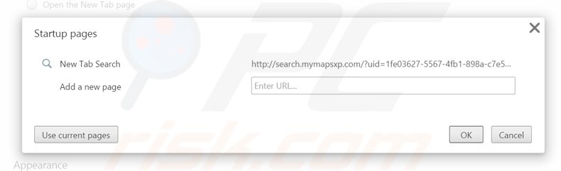 Verwijder search.mymapsxp.com als startpagina in Google Chrome