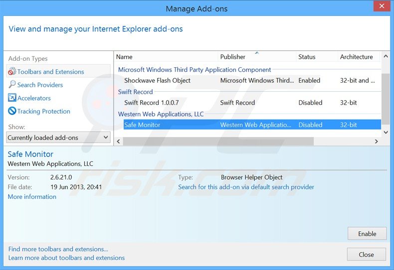 Verwijder de safe monitor advertenties uit Internet Explorer stap 2