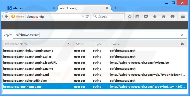 Verwijder safebrowsesearch.com als standaard zoekmachine in Mozilla Firefox