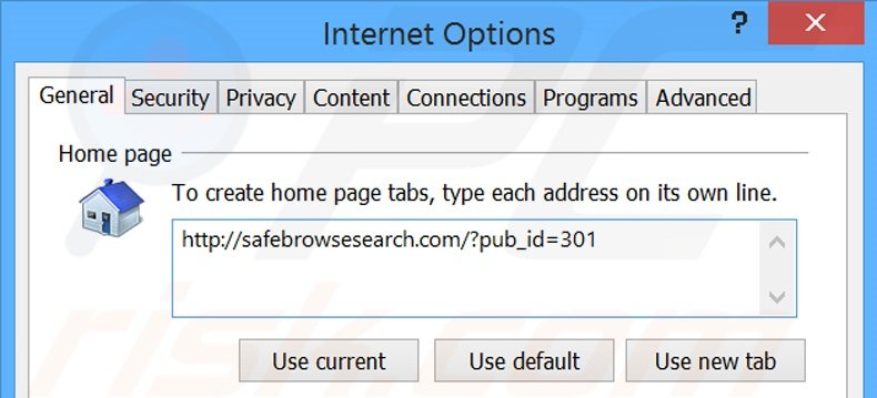 Verwijder safebrowsesearch.com als startpagina in Internet Explorer