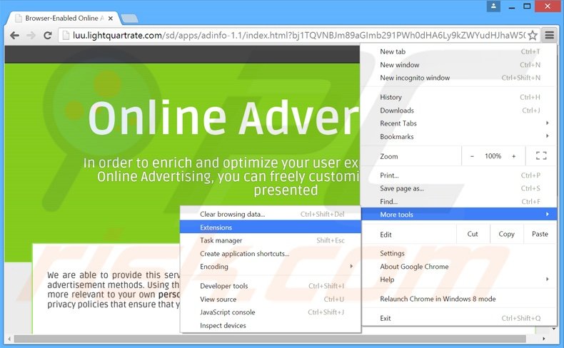 Verwijder de adblocker  advertenties uit Google Chrome stap 1
