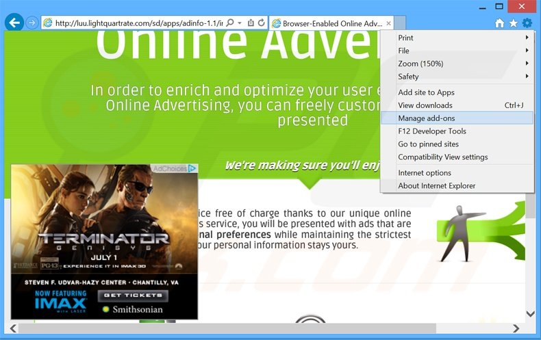 Verwijder de adblocker advertenties uit Internet Explorer stap 1