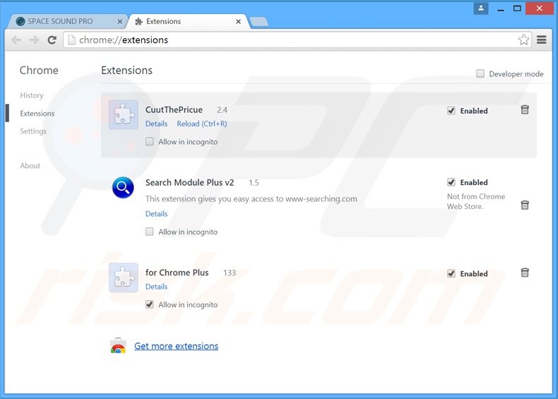 Verwijder de SpaceSoundPro advertenties uit Google Chrome stap 2