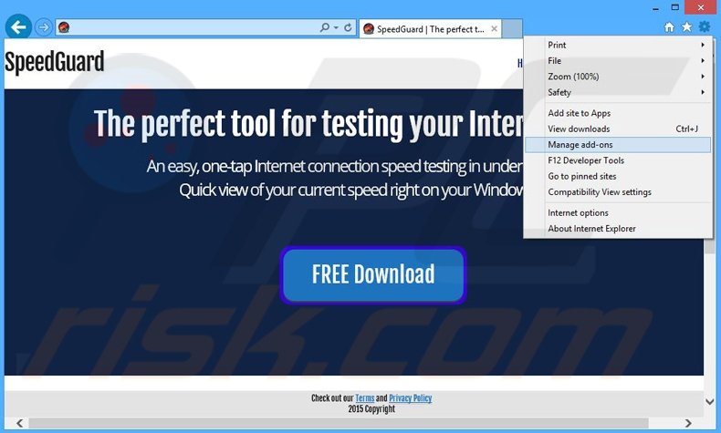 Verwijder de SpeedGuard advertenties uit Internet Explorer stap 1