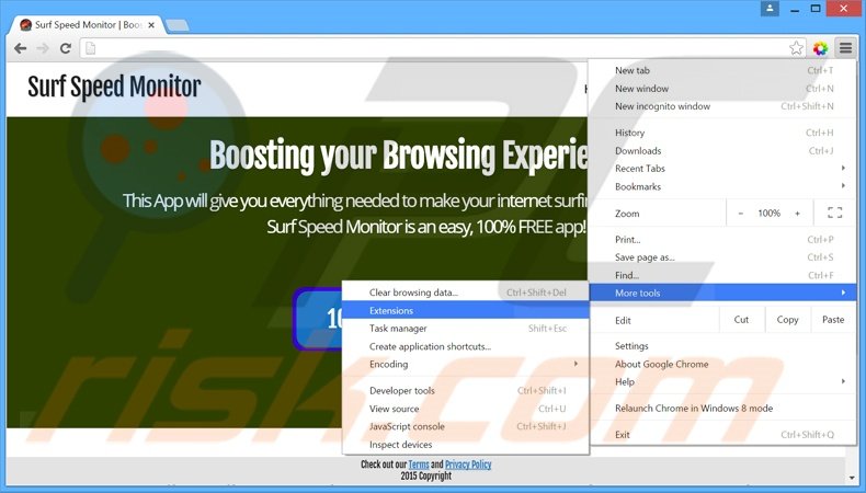 Verwijder de Surf Speed Monitor advertenties uit Google Chrome stap 1