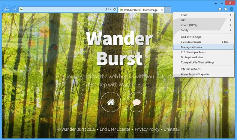 Verwijder de Wander Burst advertenties uit Internet Explorer stap 1