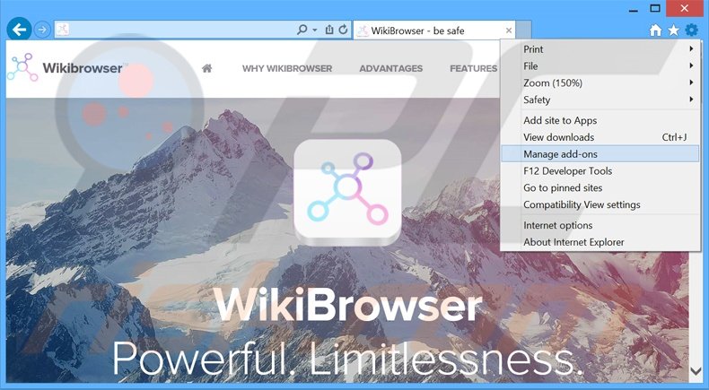 Verwijder de WikiBrowser advertenties uit Internet Explorer stap 1