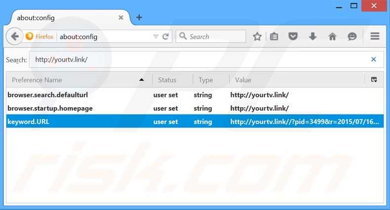 Verwijder yourtv.link als standaard zoekmachine in Mozilla Firefox