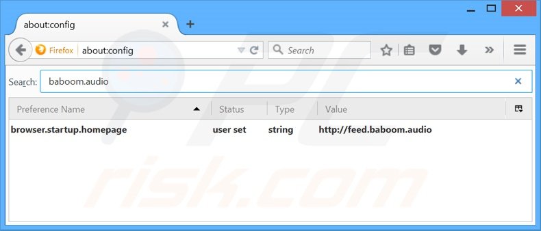 Verwijder baboom.audio als standaard zoekmachine in Mozilla Firefox