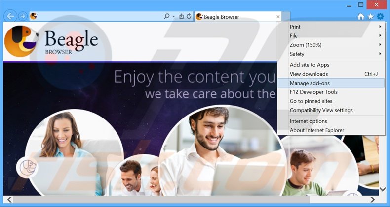 Verwijder de BeagleBrowser advertenties uit Internet Explorer stap 1