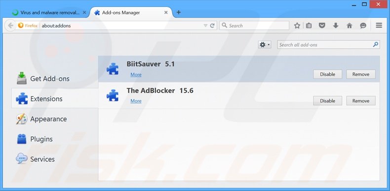 Verwijder de BitSaver advertenties uit Mozilla Firefox stap 2