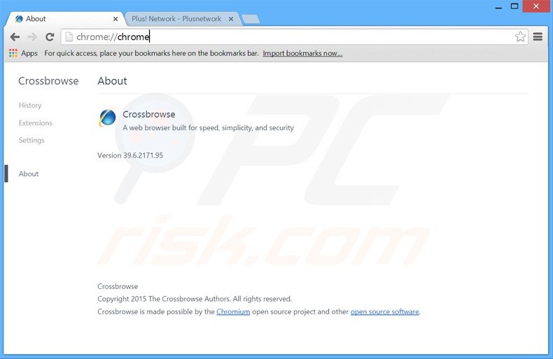 crossbrowse adware veroorzaakt doorverwijzingen naar de plusnetwork.com website