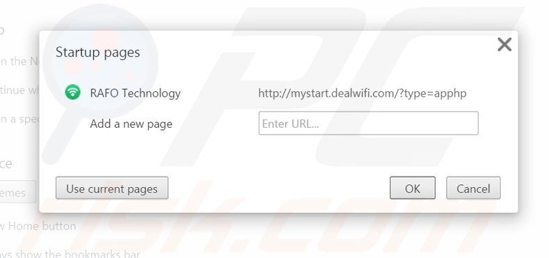 Verwijder mystart.dealwifi.com als startpagina in Google Chrome