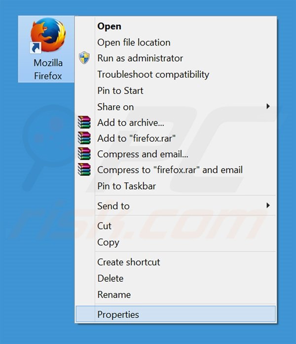 Verwijder mystart.dealwifi.com als doel van de Mozilla Firefox snelkoppeling stap 1
