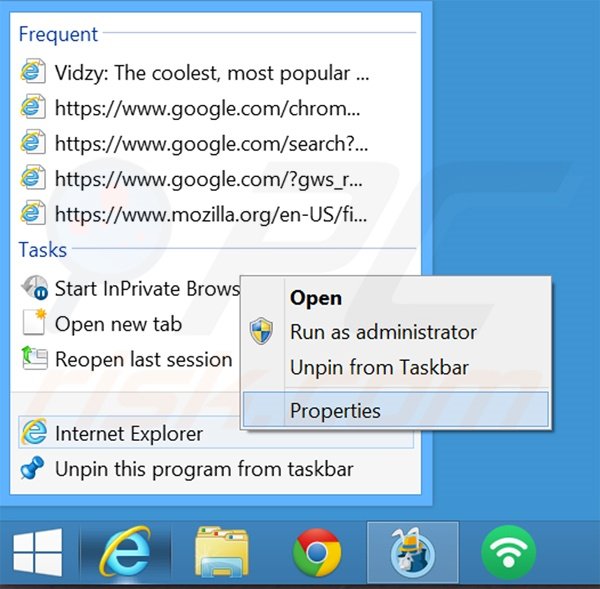 Verwijder de mystart.dealwifi.com als doel van de Internet Explorer snelkoppeling stap 1