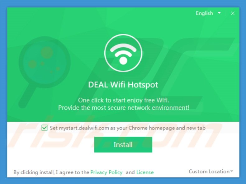 Officiële DealWifi browser hijacker installatie configuratie