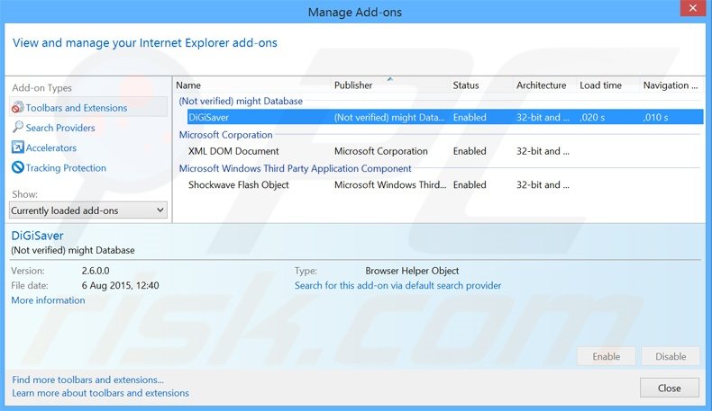 Verwijder de DigiSaver advertenties uit Internet Explorer stap 2