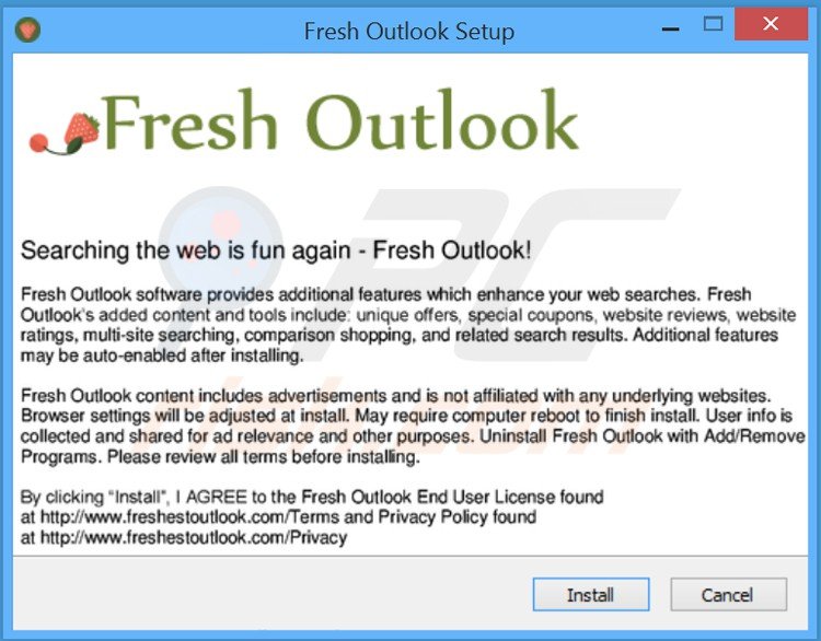 fresh outlook adware installer configuratie