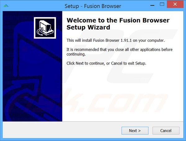 Official Fusion Browser adware installatieconfiguratie