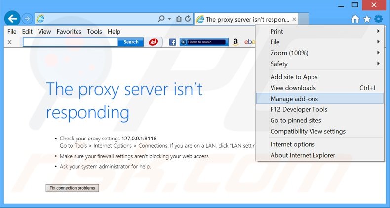 Verwijder de iVIDI advertenties uit Internet Explorer stap 1