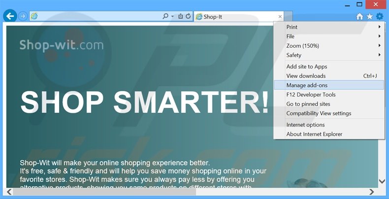 Verwijder de KrShop advertenties uit Internet Explorer stap 1