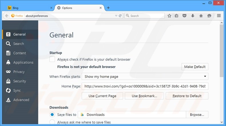 Verwijder MyOneSearch.net als startpagina uit Mozilla Firefox