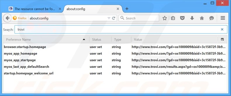 Verwijder MyOneSearch.net als standaard zoekmachine in Mozilla Firefox