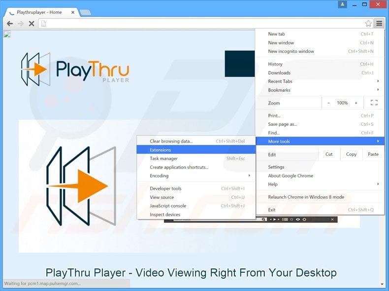 Verwijder de Playthru Player advertenties uit Google Chrome stap 1