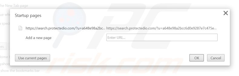 Verwijder search.protectedio.com als startpagina in Google Chrome