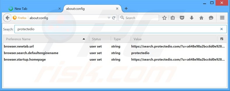 Verwijder search.protectedio.com als standaard zoekmachine in Mozilla Firefox