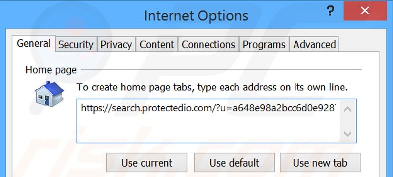 Verwijder search.protectedio.com als startpagina in Internet Explorer