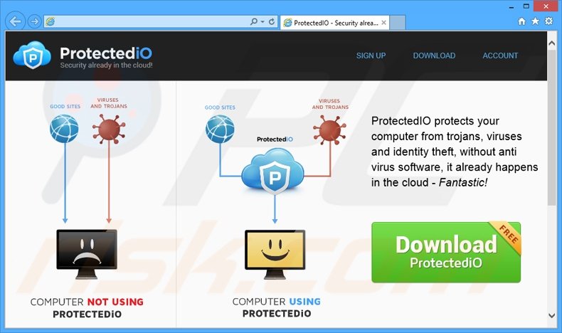 ProtectedIO browser hijacker promotiewebsite