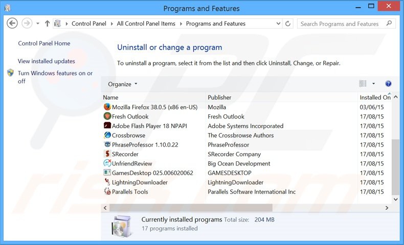 RapidReader adware verwijdering via het Controle Paneel