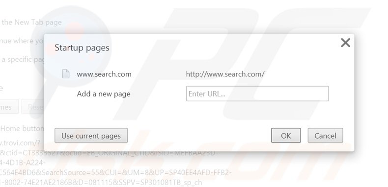 Verwijder search.com als startpagina in Google Chrome