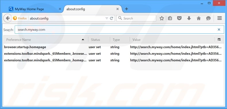 Verwijder search.myway.com als standaard zoekmachine in Mozilla Firefox