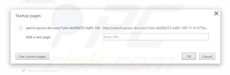 Verwijder search.secure-dm.com als startpagina in Google Chrome