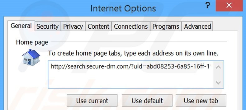 Verwijder search.secure-dm.com als startpagina in Internet Explorer