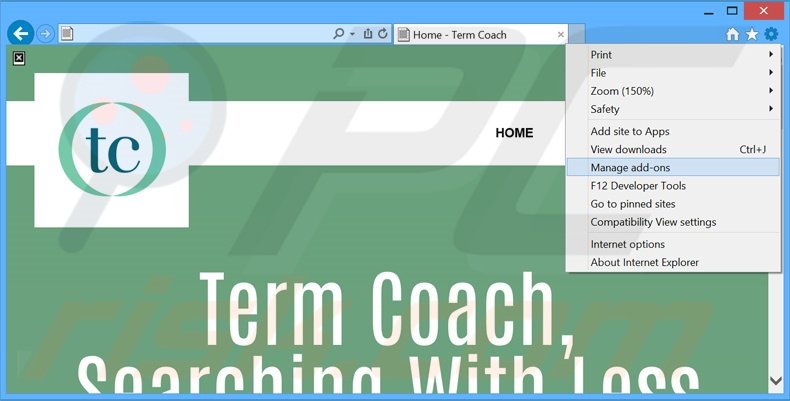 Verwijder de TermCoach advertenties uit Internet Explorer stap 1