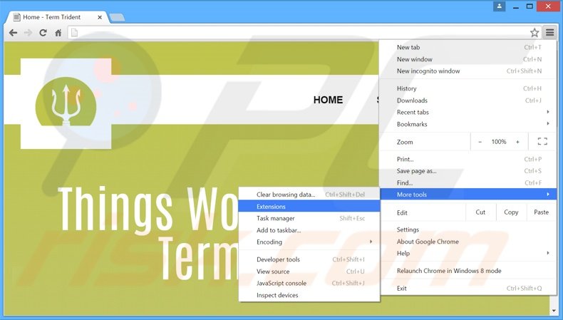 Verwijder de TermTrident advertenties uit Google Chrome stap 1