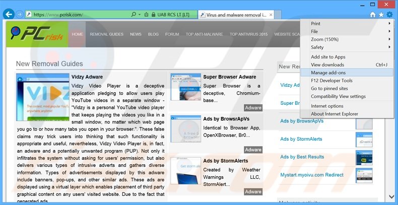 Verwijder de TheAdBlock advertenties uit Internet Explorer stap 1