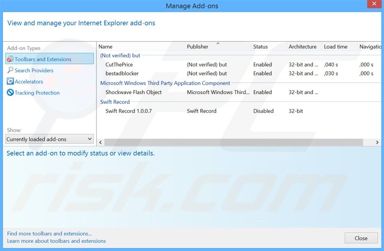 Verwijder de Tortuga advertenties uit Internet Explorer stap 2
