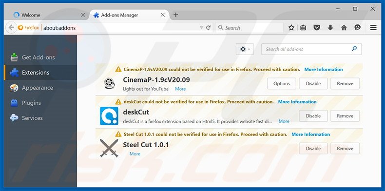 Verwijder 123.sogou.com gerelateerde Mozilla Firefox extensies