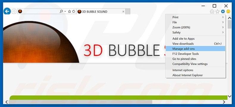 Verwijder de 3D BUBBLE SOUND advertenties uit Internet Explorer stap 1