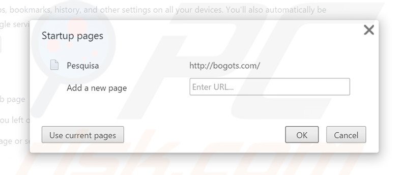 Verwijder bogots.com als startpagina in Google Chrome