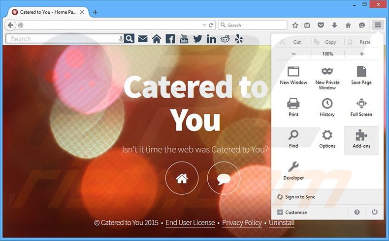 Verwijder de Catered to You advertenties uit Mozilla Firefox stap 1