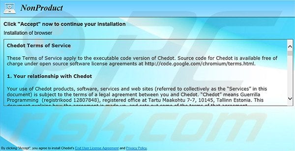 Misleidende software installer gebruikt om de Chedot Browser Browser te verspreiden