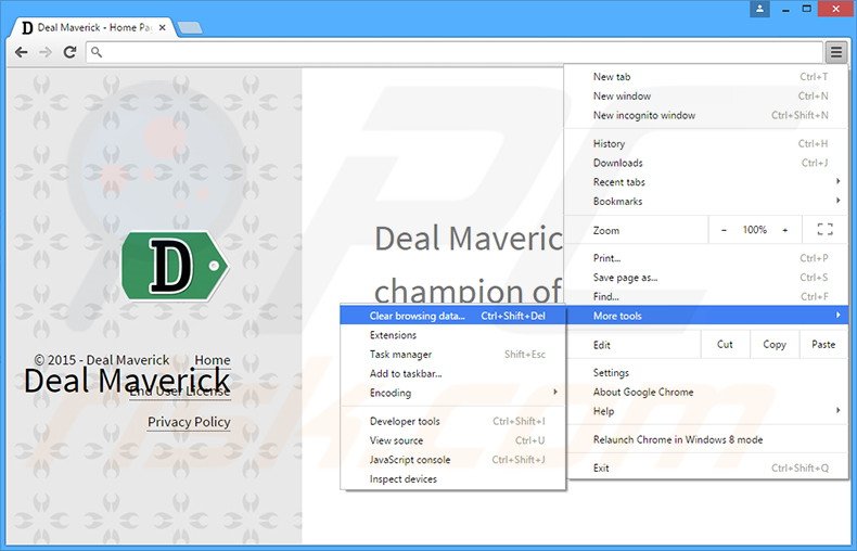 Verwijder de Deal Maverick advertenties uit Google Chrome stap 1