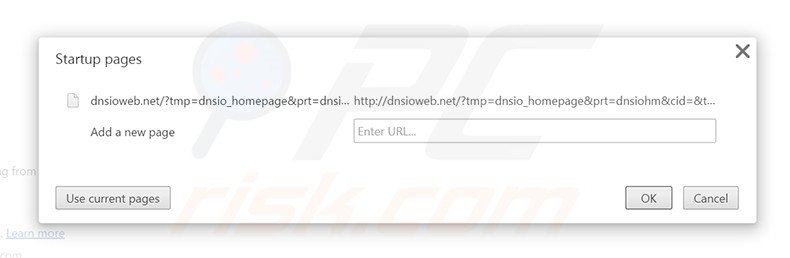 Verwijder dnsioweb.net als startpagina in Google Chrome